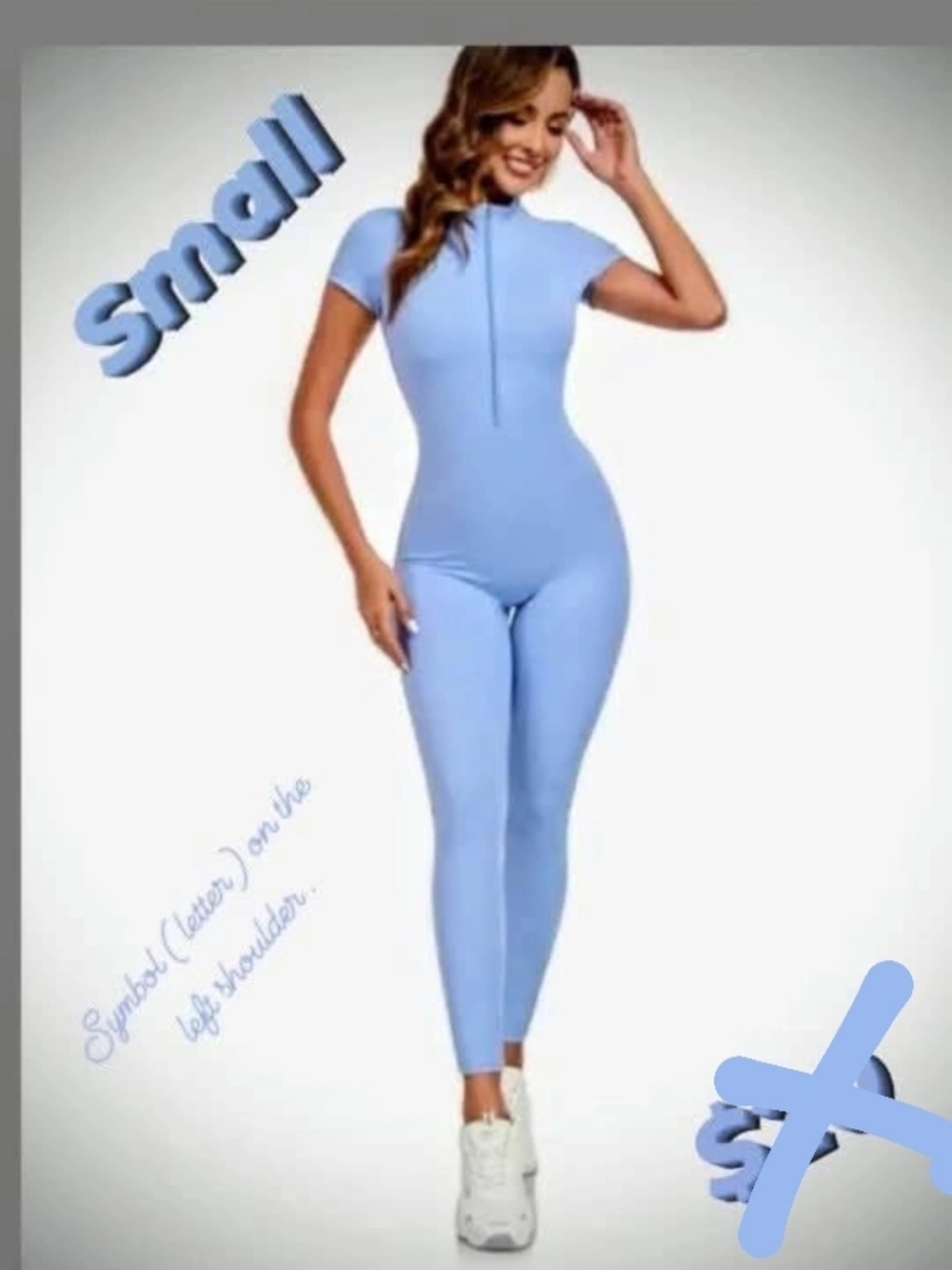 Light Blue Short-Sleeve Jumpsuit